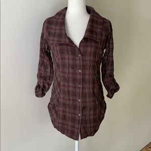 Purple/grey plaid button down